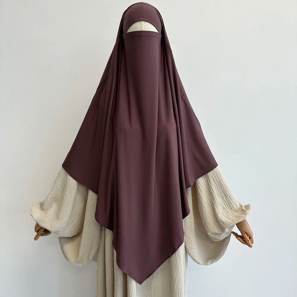 Premium Khimar Stretchy Breathable High Quality One Layer EID Ramadan Muslim Women Islamic Diamond Shape Prayer Hijab