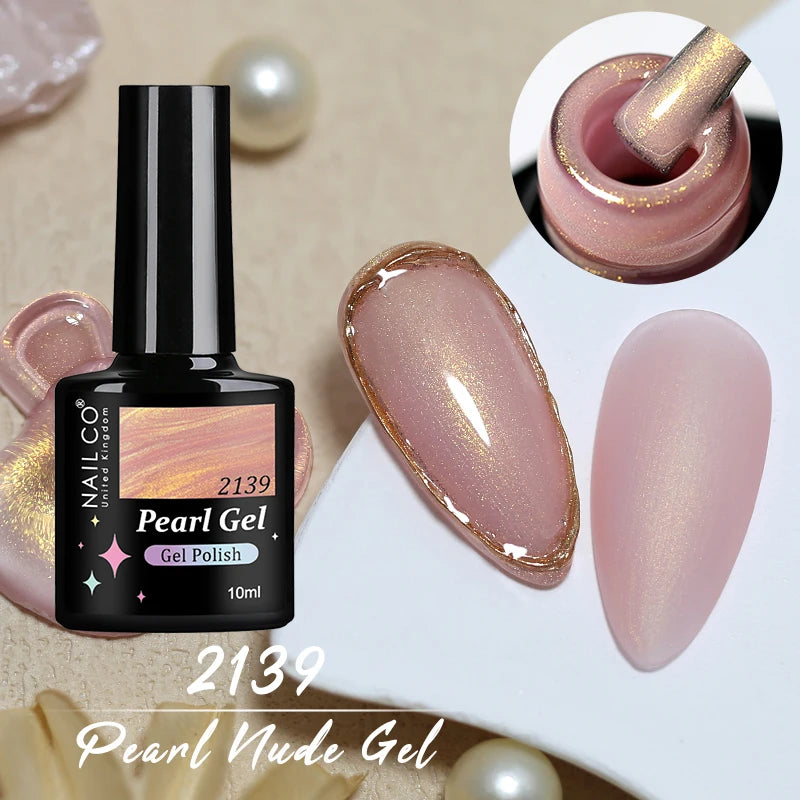 NAILCO 10ml Pearl Shell Color UV Gel Nail Polish Semi Permanent Golden Nail Art Gel Varnish Hybrid Nail Gel Polish Manicure Base