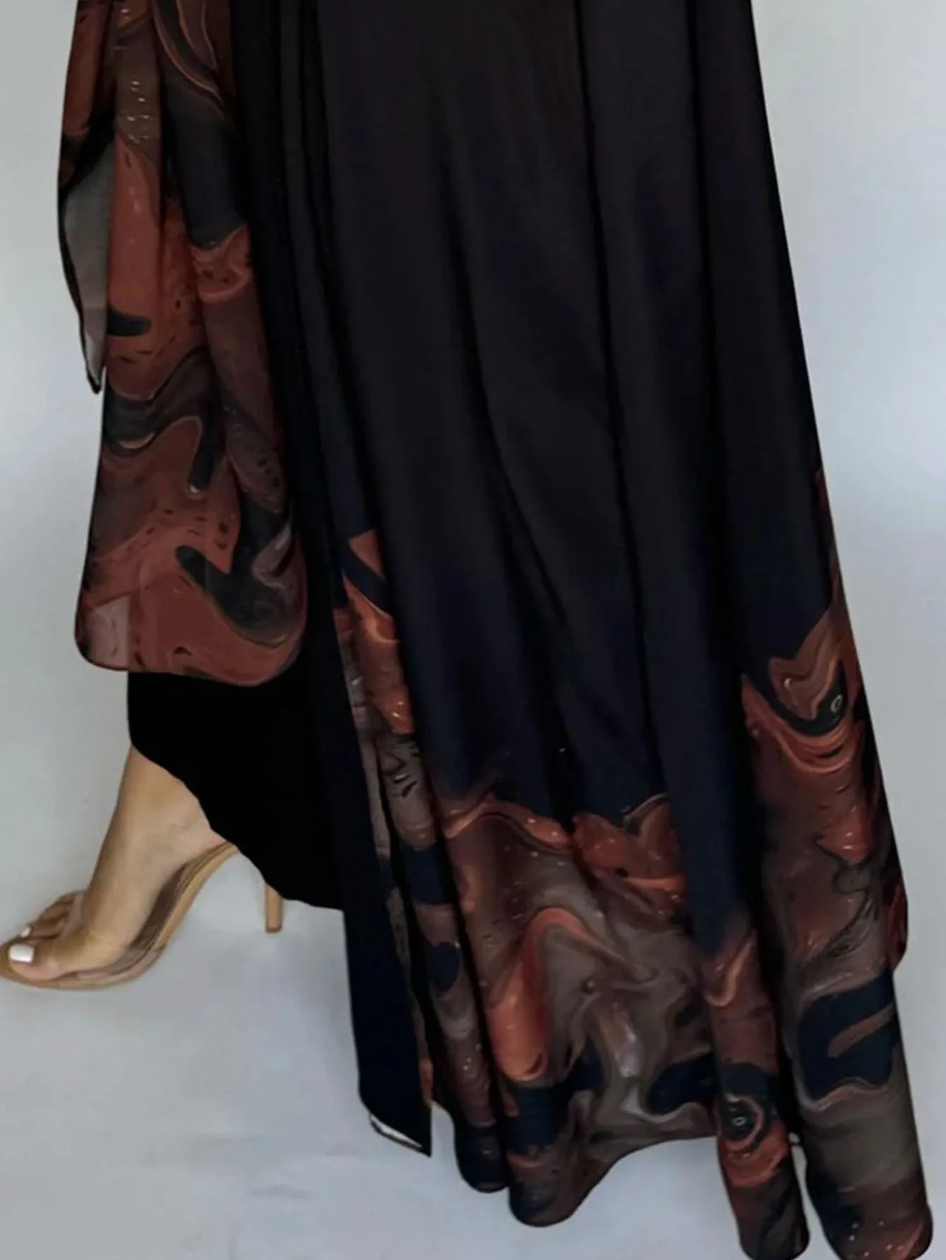 Middle Eastern Loose Open Front Abaya Muslim Full Sleeve Printed Abayas Turkey Kaftans Women Jilbabs Islamic Maxi Dresses