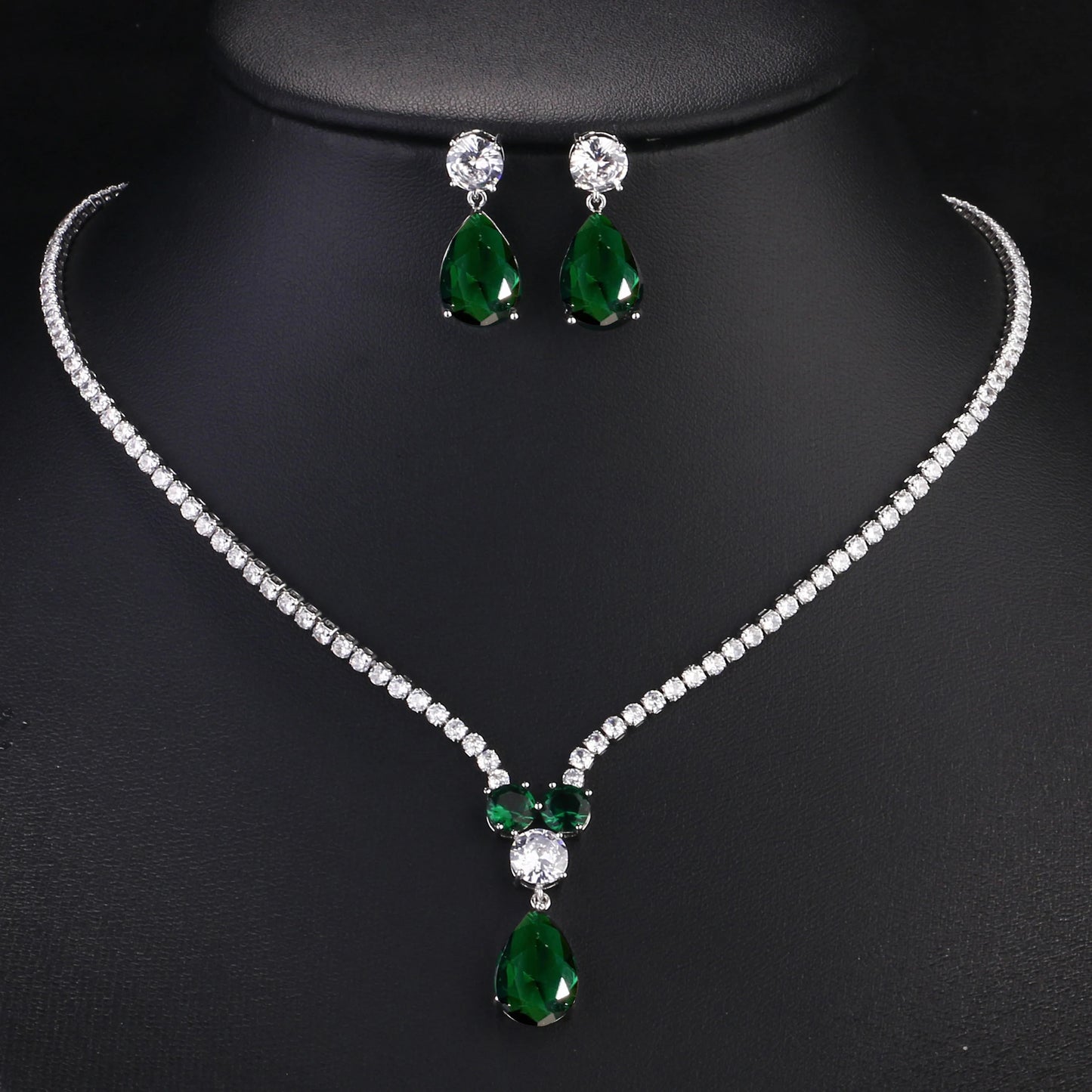 ZAKOL Luxury Clear Water Drop Zircon Jewelry Set for Women High Quality Shiny CZ Wedding Party Jewelry