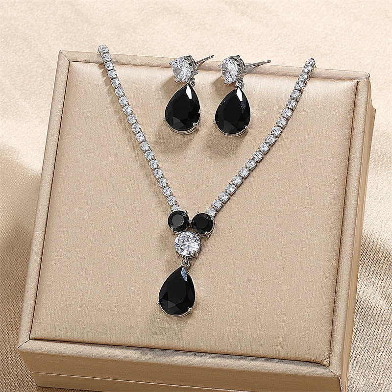 ZAKOL Luxury Clear Water Drop Zircon Jewelry Set for Women High Quality Shiny CZ Wedding Party Jewelry