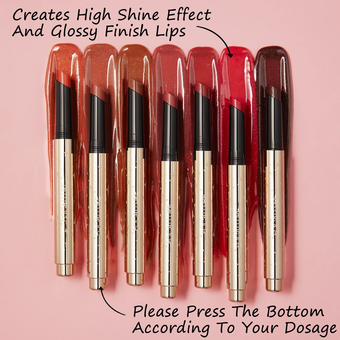 FOCALLURE Pearlescent Lip Glosses Stick Moisturizing Long Lasting Sexy Sparkling Lip Balms Shimmer Lipstick Pen Makeup Cosmetics