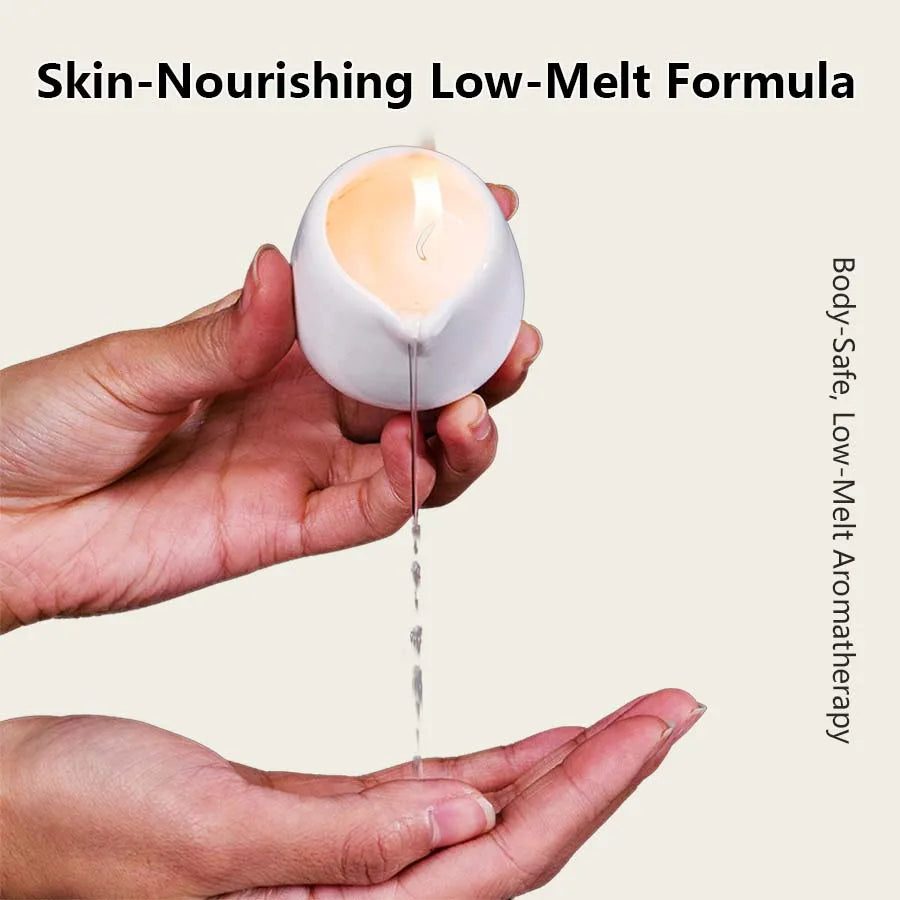 Fruity scented natural massage oil candle. Low heat. 1.69 oz, coconut wax. Hydrating. For home & V-Day. Natural luxury. Soothing