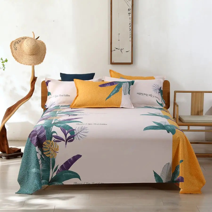 1Pcs Bed Sheet Home Textile Modern Polyester Cotton Flat Sheets Bed Linens Single Queen King Size Bedspread(No Pillow Covers)