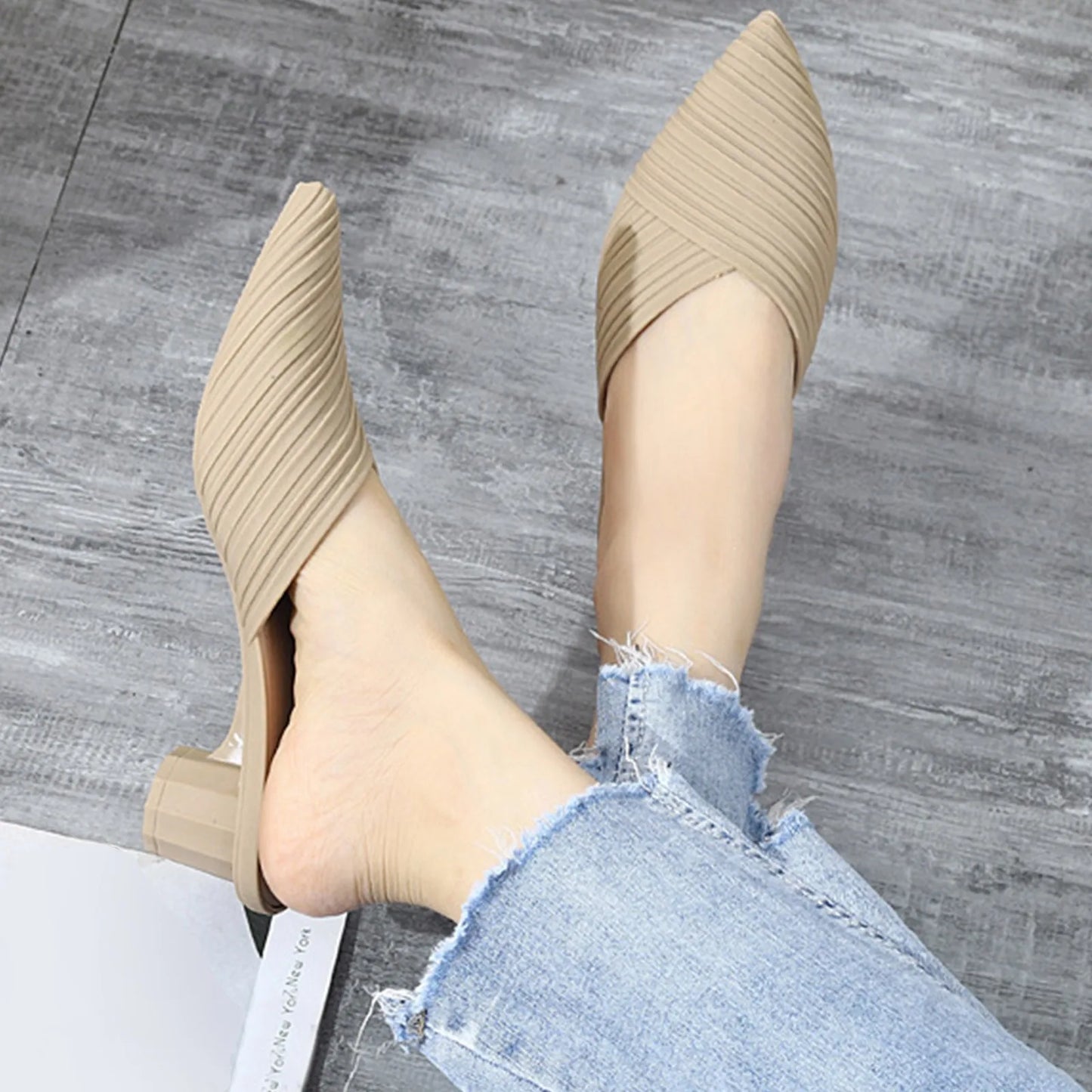 Women'S Summer Pointed Toe Sandals Low Heeled Sandals Women'S Summer Casual Fashion Sandals Anti-Odor And Non-Slip