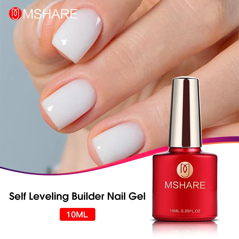 MSHARE Beige Pink Self Leveling Gel Manicure for Finger Nail Extensions Varnish Clear Lacquer Quick Building Diy at Home