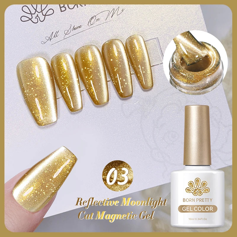 BORN PRETTY Sparkling Glass Bead Cat Magnetic Gel Nail Polish Flash White Spar Red Color Semi Permanent Soak Off UV Gel Varnish