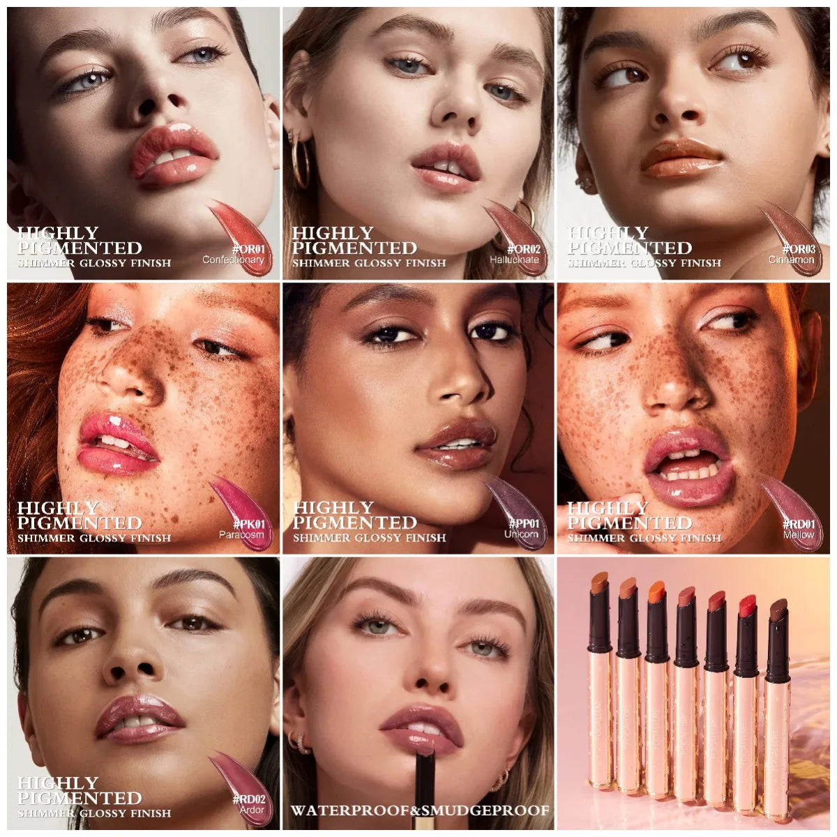 FOCALLURE Pearlescent Lip Glosses Stick Moisturizing Long Lasting Sexy Sparkling Lip Balms Shimmer Lipstick Pen Makeup Cosmetics