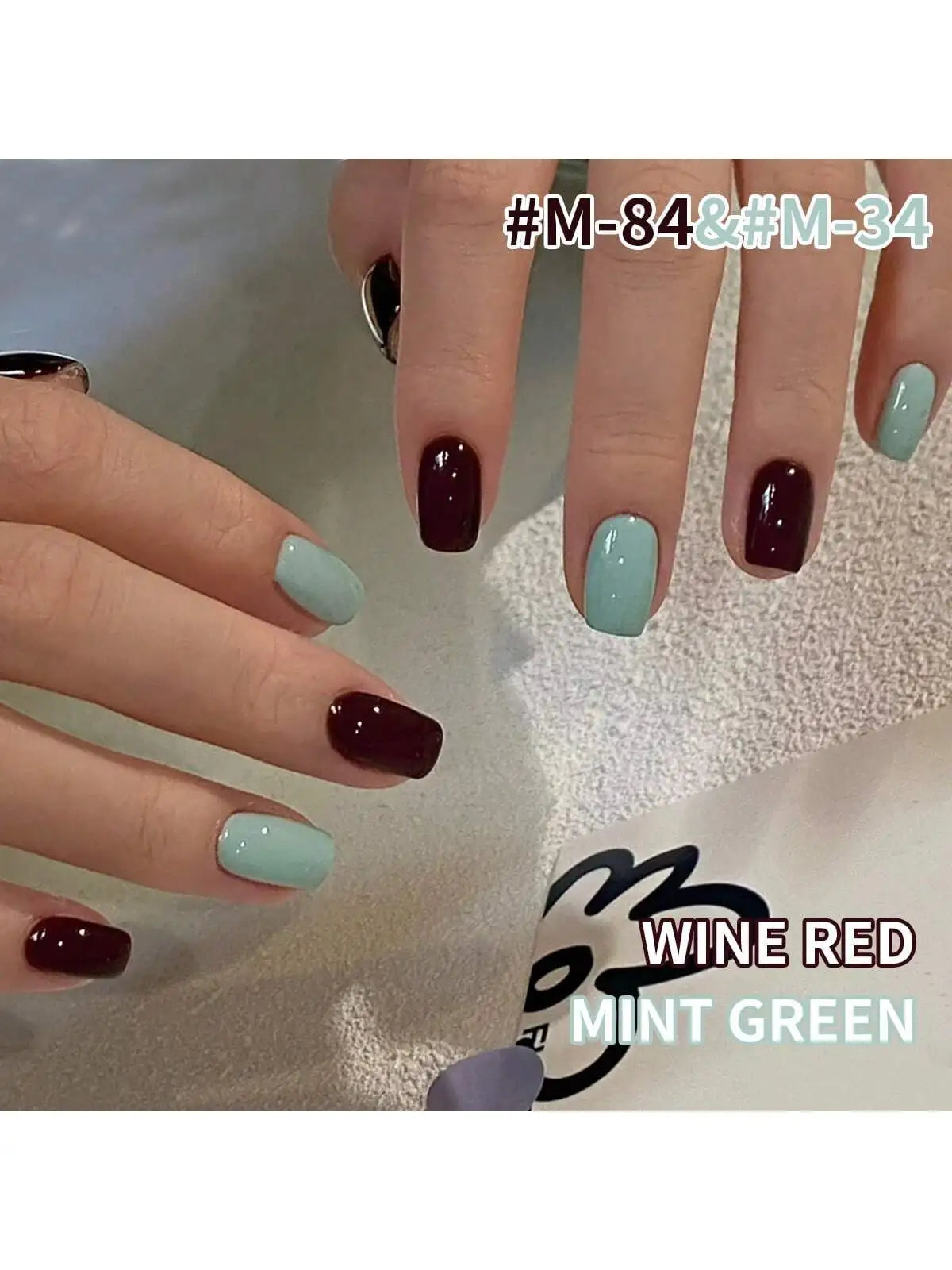 2025 Spring/Summer Viral Wine Red & Mint Green Mini Duo - Brightening Trendy UV Gel Polish Set for Nail Salons