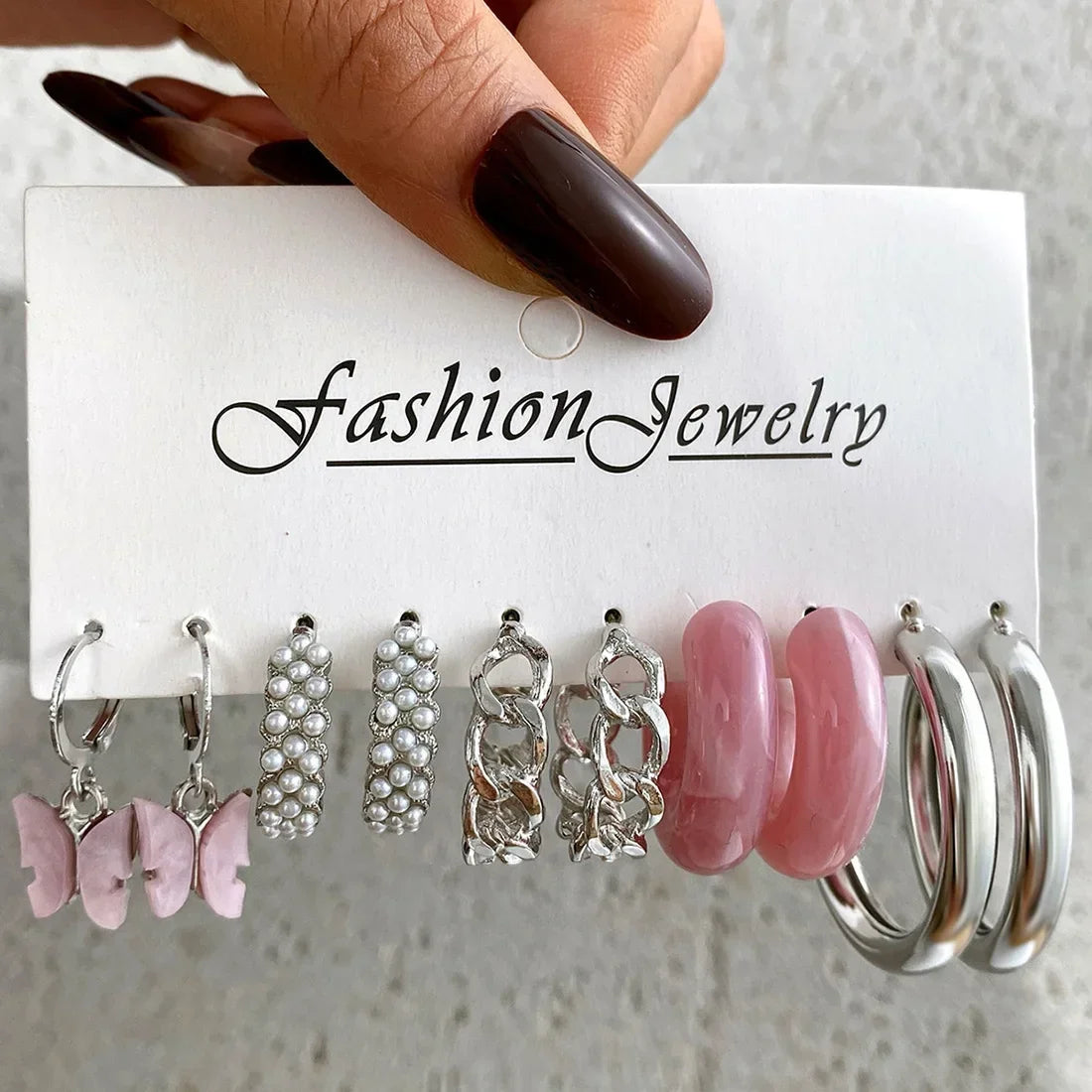 Green Butterfly Heart Dangle Earring Set for Girls Acrylic Gold Color Pearl Set Ear Rings 2023 New Fashion Jewelry Gifts