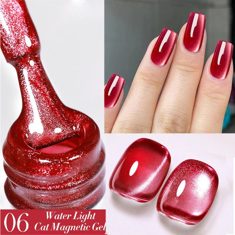 BORN PRETTY Sparkling Glass Bead Cat Magnetic Gel Nail Polish Flash White Spar Red Color Semi Permanent Soak Off UV Gel Varnish