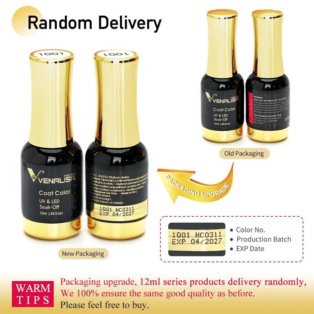 Venalisa 12ml Tempered Top Coat Bright Effect LongWear Color Natural Pink Nude Nail Gel Polish High Quality Platinum Gel Varnish