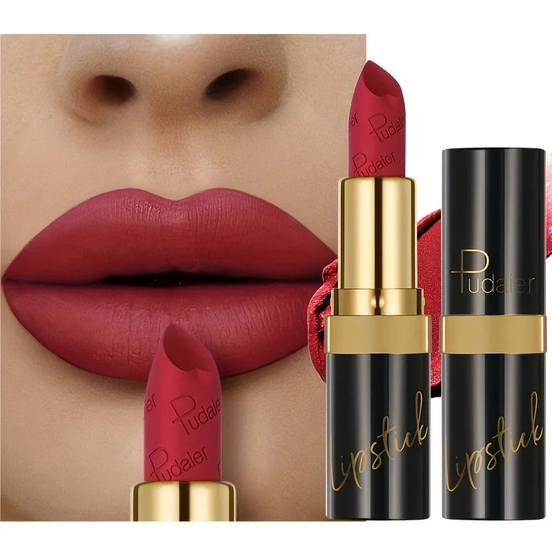 Pudaier Velvet Matte Lipstick - 10 Vibrant Colors, Moisturizing & Waterproof, Long-Lasting Nude Perfect Everyday Gift