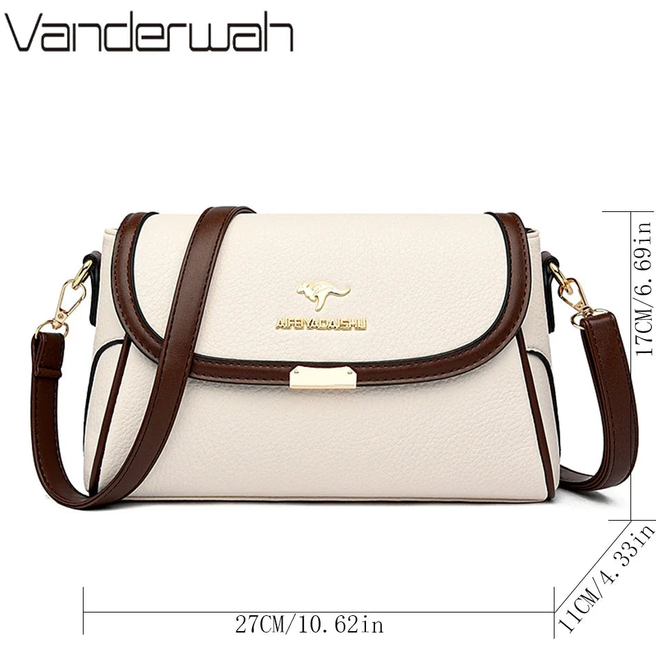 Solid Color High Quality Leather Small Shoulder Bagsfor Women 2025 New Messenger Bags with StrapDesigner Crossbody Bag Sac AMain