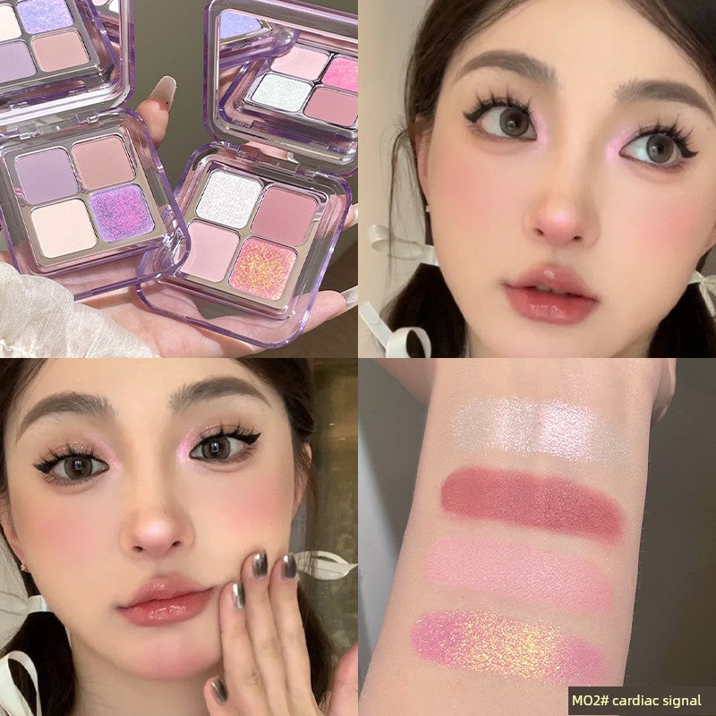 A Flash ~ What a Fairy Chameleon Eye Shadow! Gellas Four-Color Plate Smoky Makeup Clear Thin and Glittering Eyes Brightening