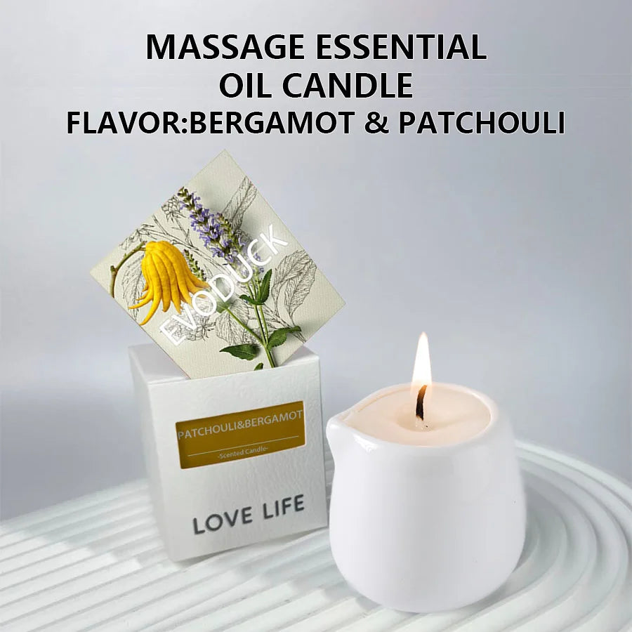 Fruity scented natural massage oil candle. Low heat. 1.69 oz, coconut wax. Hydrating. For home & V-Day. Natural luxury. Soothing