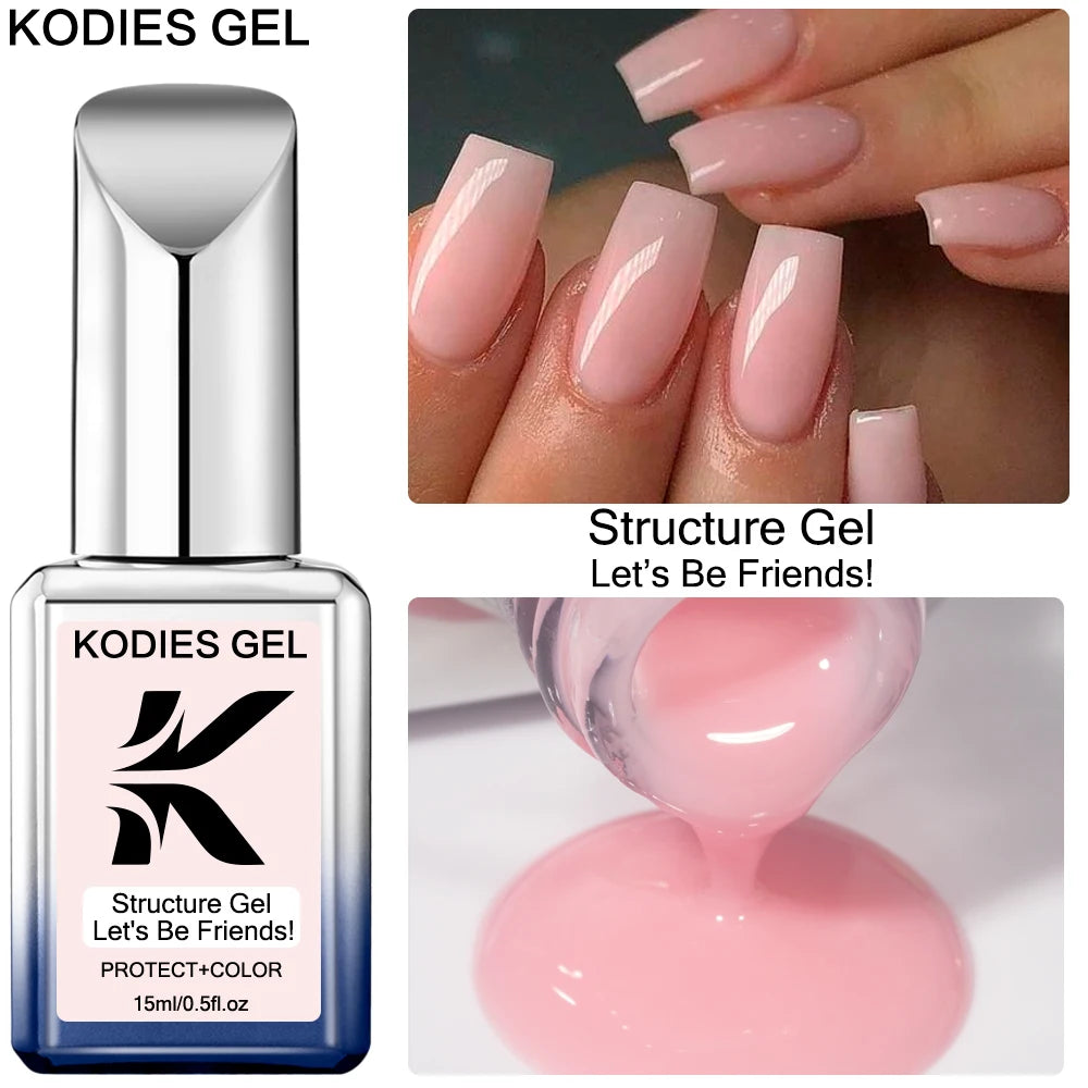 KODIES GEL Nude Pink Rubber Base Gel Nail Polish 15ML Structure Semi Permanent UV Base Camouflage Gel Varnish Manicure Nails Art