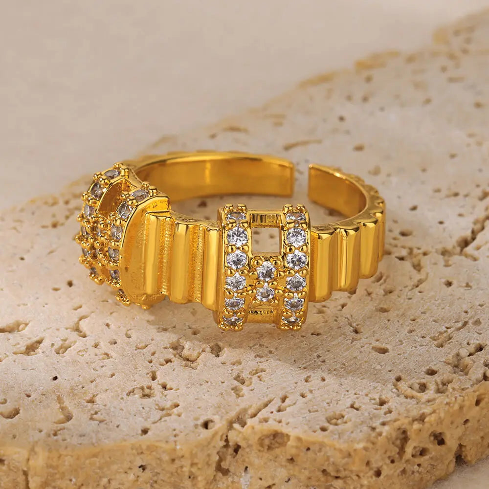 Shiny Zircon Star Moon Open Rings For Women Men Adjsuatble Gold Color Stainless Steel Ring Female Aesthetic Jewelry Gift