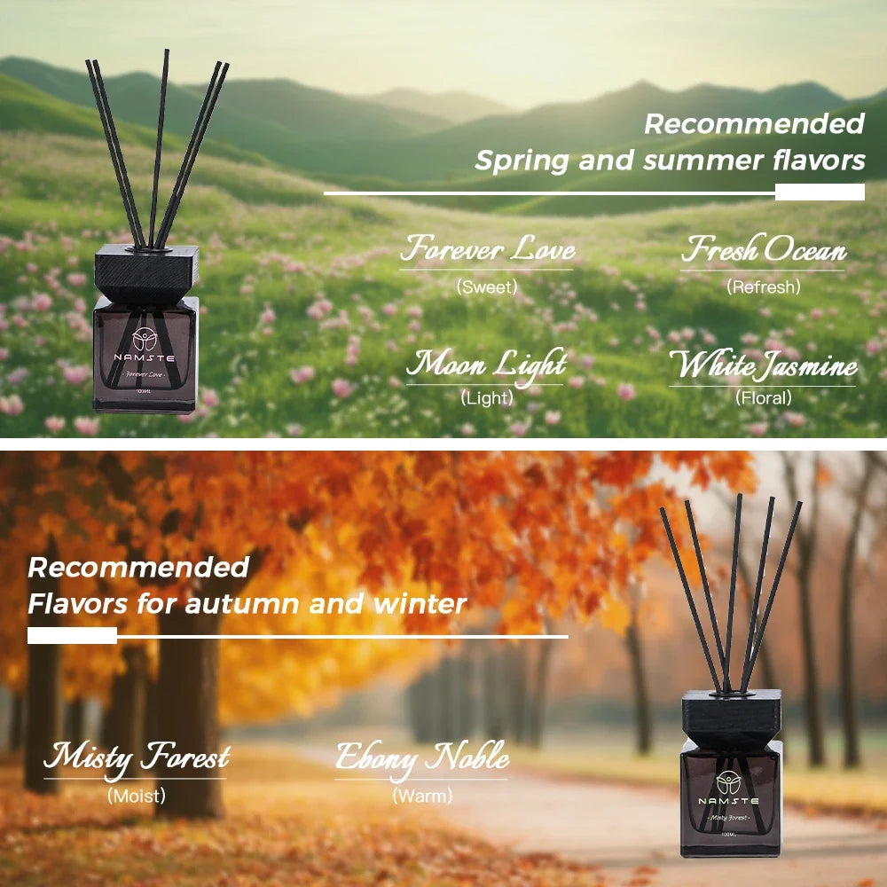 NAMSTE 2025 Reed Diffuser Oil 100ML Aromatherapy Oil Reed Diffuser Sticks Fragrance Room Flavoring Air Freshener Home Decor
