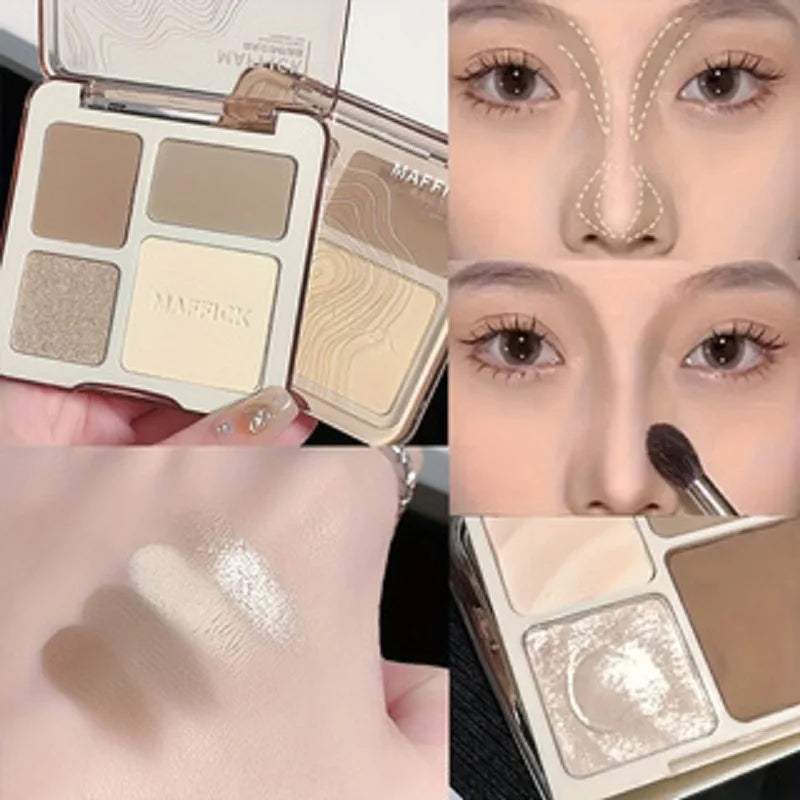 Natural 3D Face Pressed Powder Palette Matte Bronze Contour Shadow Palette