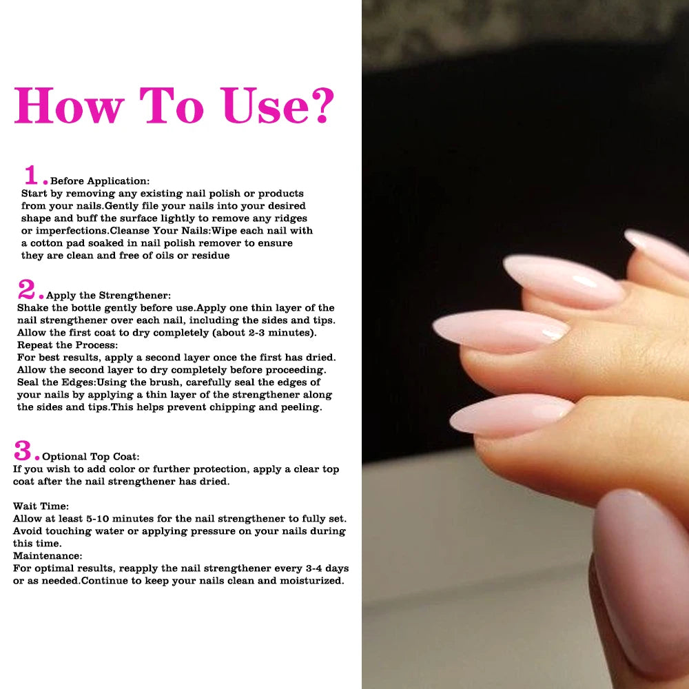 Tinovo Uno Natural Pink Nail Strengthener Air Dry Nail Lacquer Growth Keratin Vitamin E Infused Manicure Nail Art Treatment