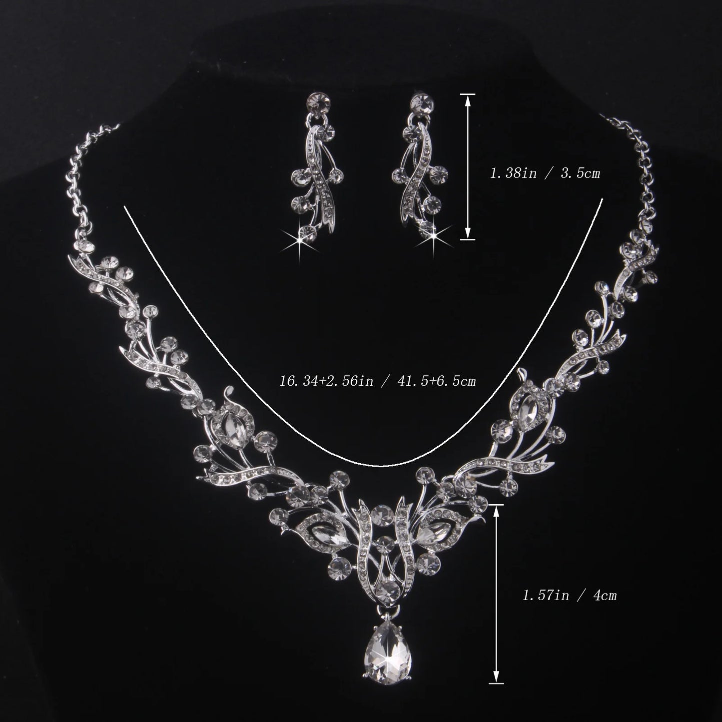 High end and elegant necklace+pair of earrings set, bridal accessories, wedding dress, evening party, birthday party, stage perf