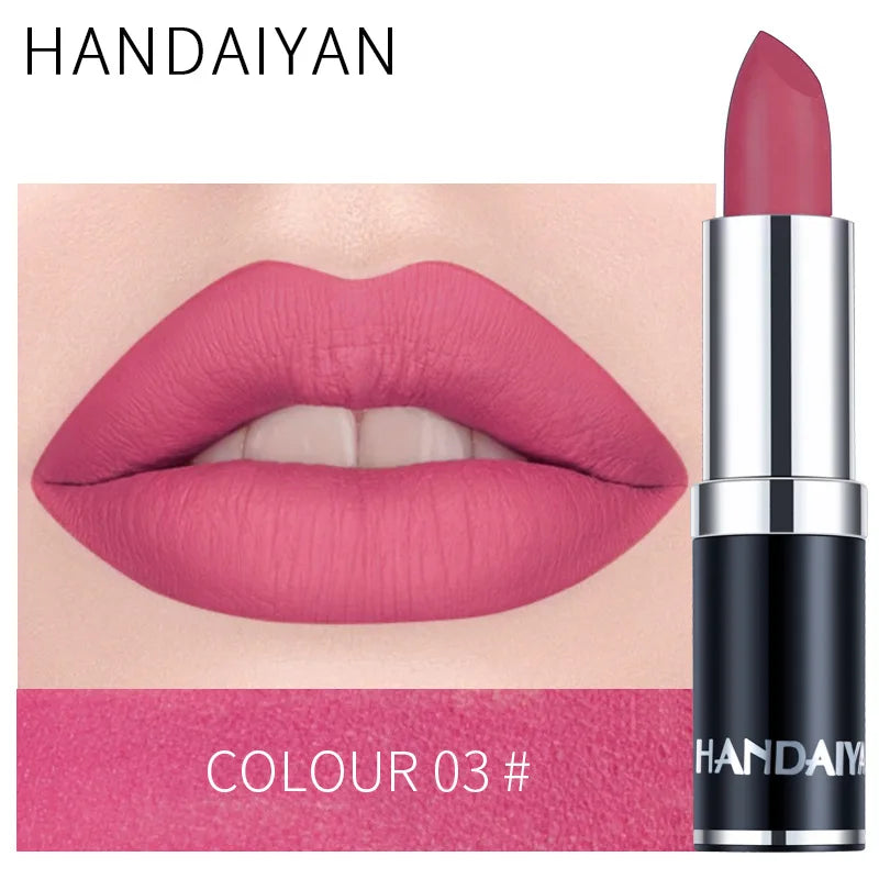 HANDAIYAN 12 Colors Matte Lipstick Long Lasting Velvet Lip Tint Waterproof 24 Hours Red Lip Gloss Cosmetics Make Up