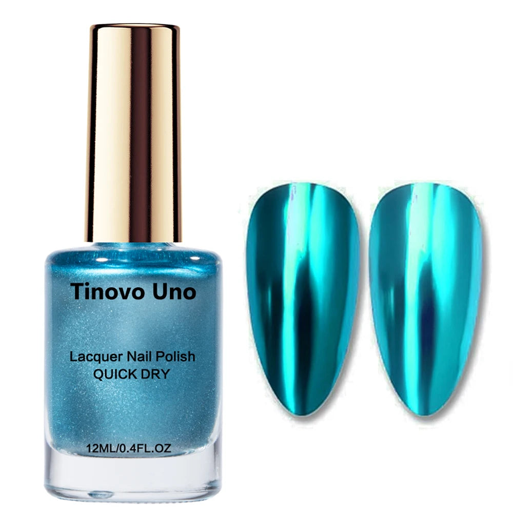 Tinovo Uno Metallic Blue Nail Polish Normal Regular Nail Lacquer Mirror Shine Finish Base Coat Top Oil Manicure Nail Supplies
