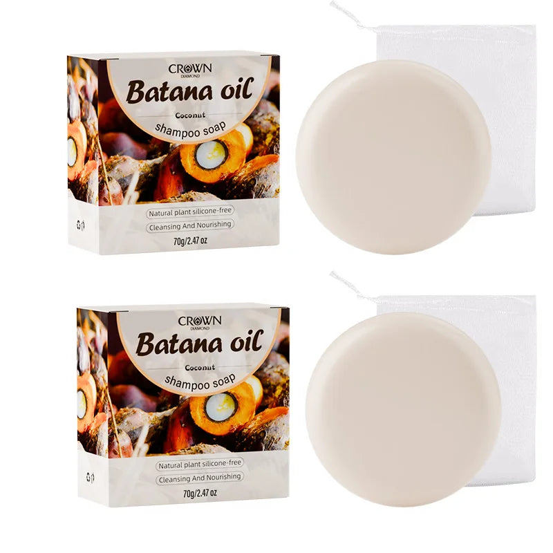 2-in-1 Natural Anti-Hair Loss Shampoo Bar with Batana and Rosemary Controls Oil Strengthens Roots Long-Lasting Coconut Oil Soap
