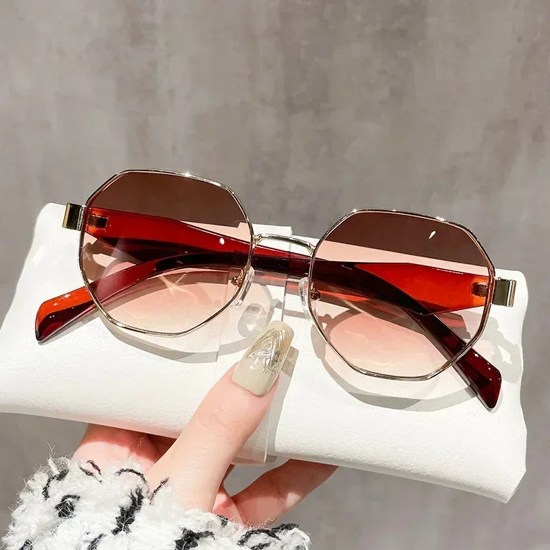 Vintage Sunglasses Women Fashion Polygonal Metal Frame Sunglasses Men Luxury Brand Designer UV400 Eye Protection Sun Glasses
