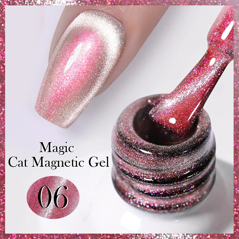 BORN PRETTY Sparkling Glass Bead Cat Magnetic Gel Nail Polish Flash White Spar Red Color Semi Permanent Soak Off UV Gel Varnish