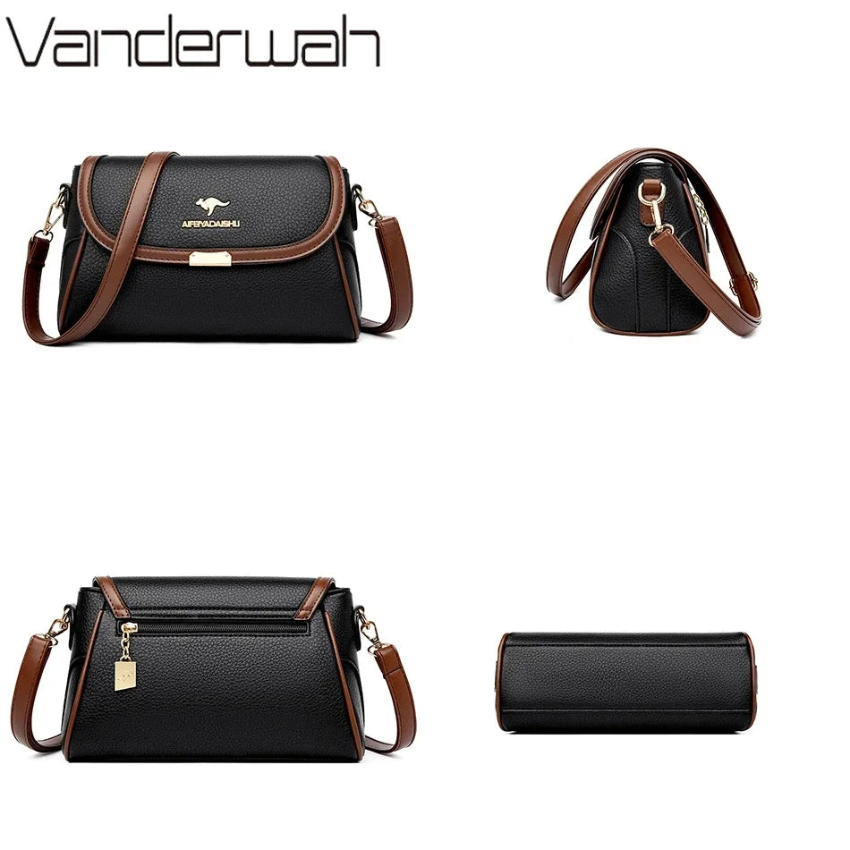 Solid Color High Quality Leather Small Shoulder Bagsfor Women 2025 New Messenger Bags with StrapDesigner Crossbody Bag Sac AMain
