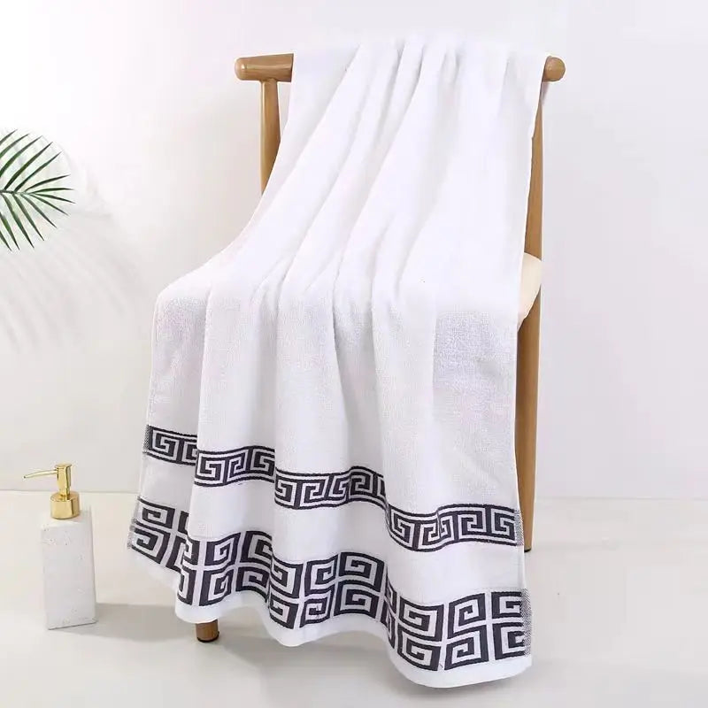 Bath Towels Cotton 140x70cm, Large Bathroom Thick Shower Towel Cover, Embroidered Gift Sport Blue White Brown Black Green Grey