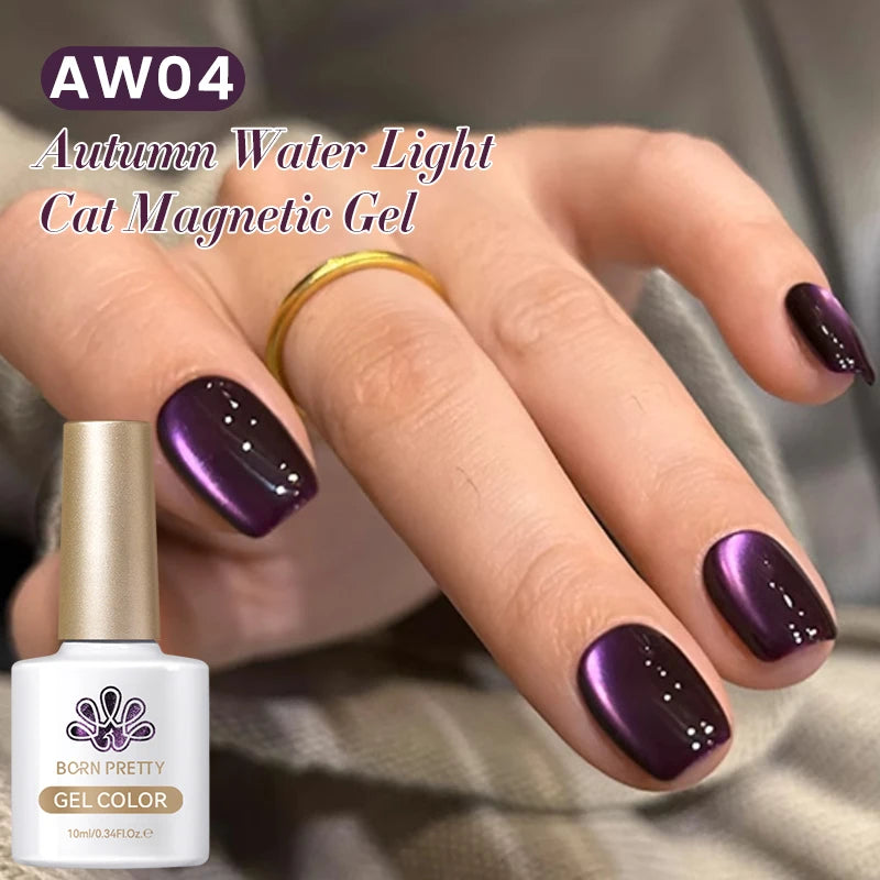 BORN PRETTY Sparkling Glass Bead Cat Magnetic Gel Nail Polish Flash White Spar Red Color Semi Permanent Soak Off UV Gel Varnish