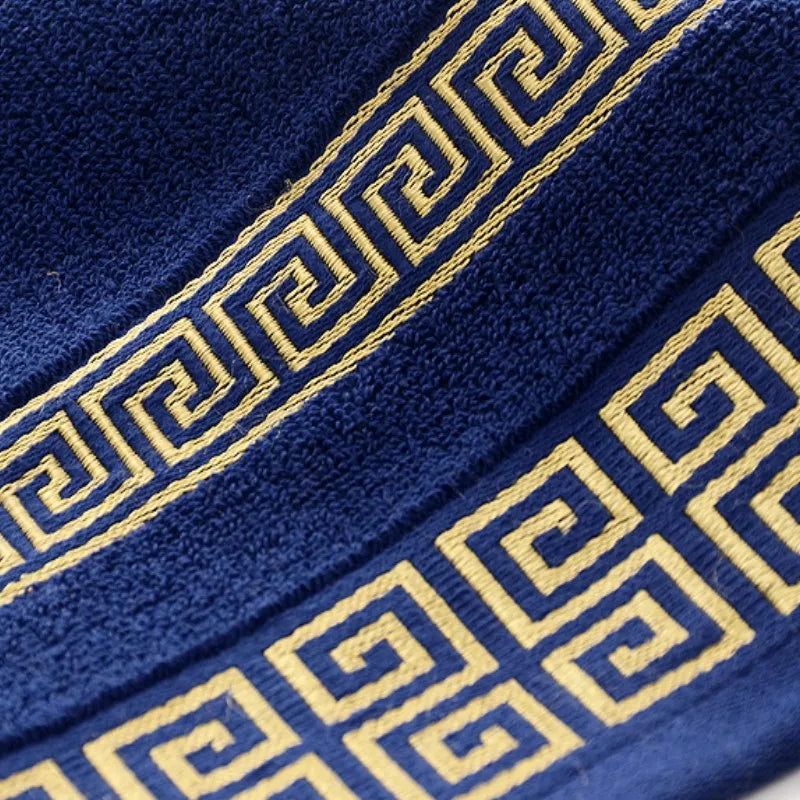 Bath Towels Cotton 140x70cm, Large Bathroom Thick Shower Towel Cover, Embroidered Gift Sport Blue White Brown Black Green Grey
