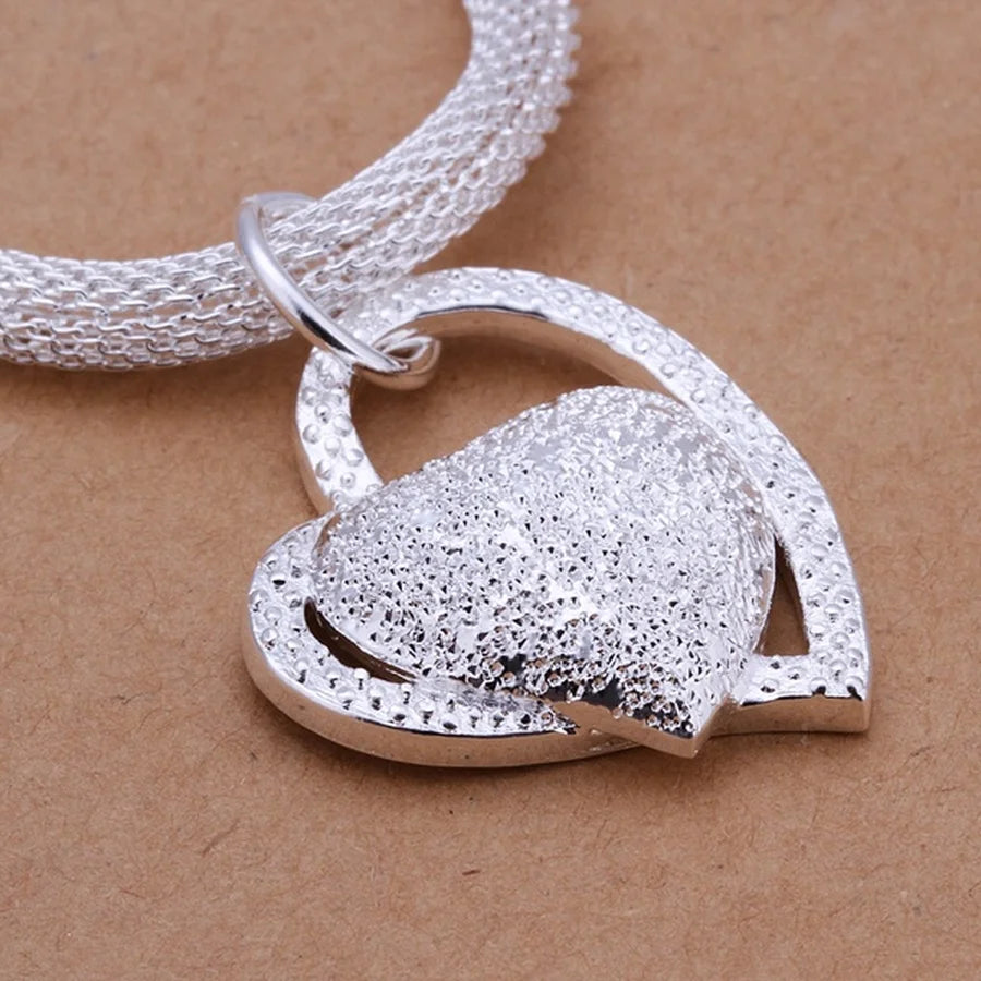 925 Sterling Silver Necklace Gorgeous Charm Fashion Heart Wedding Lady Love for Women Noble Luxury 18 Inches 45cm Jewelry