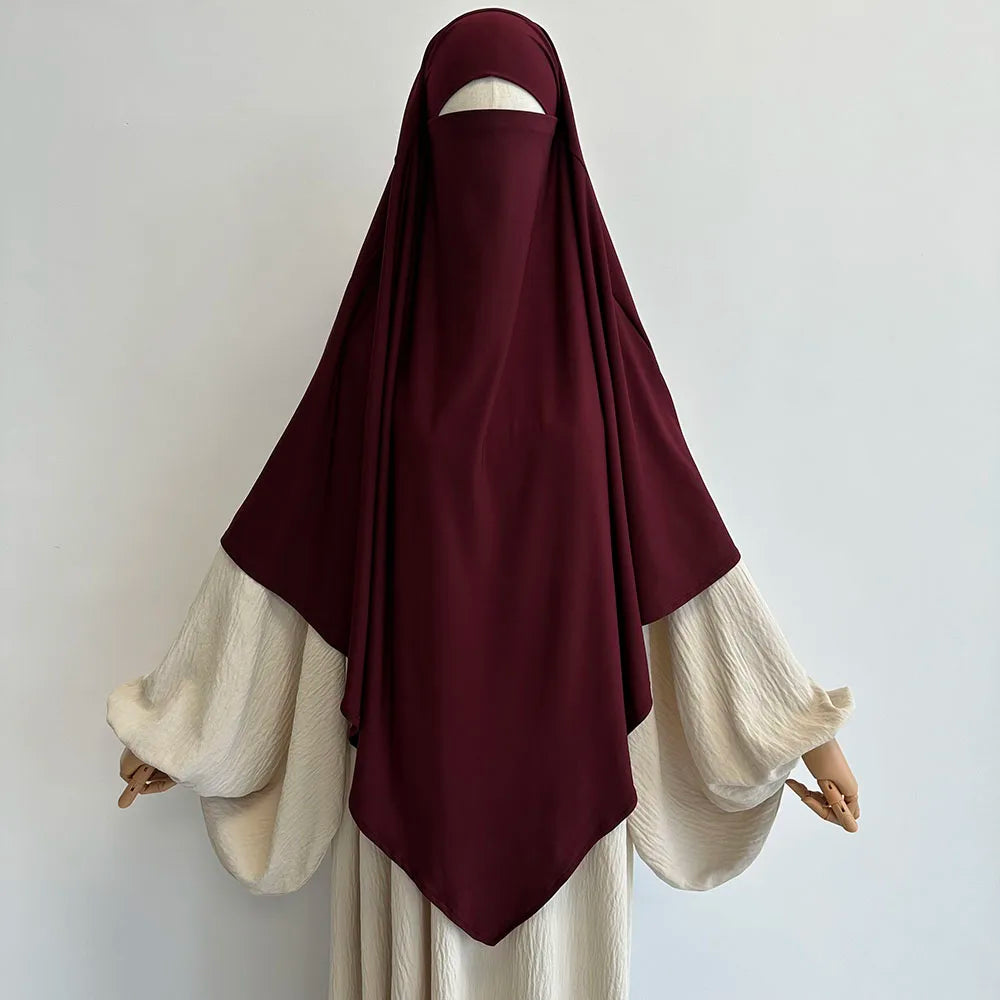 Premium Khimar Stretchy Breathable High Quality One Layer EID Ramadan Muslim Women Islamic Diamond Shape Prayer Hijab