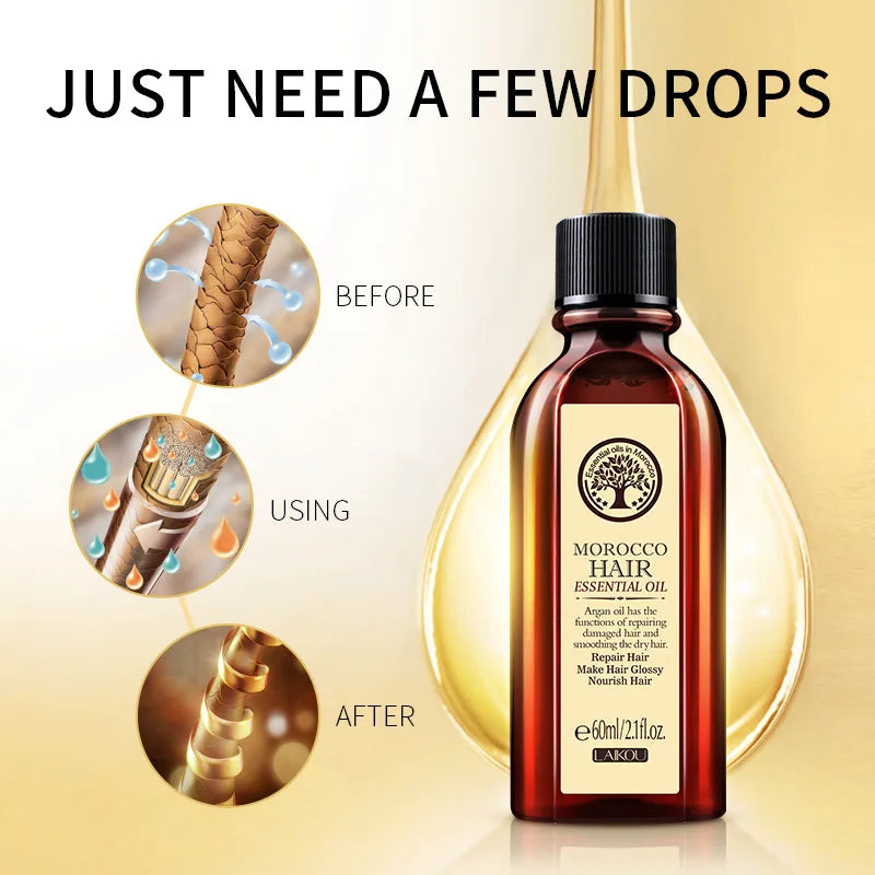Moroccan Pure Argan Oil Leave-In Hair Treatment & Frizz Control