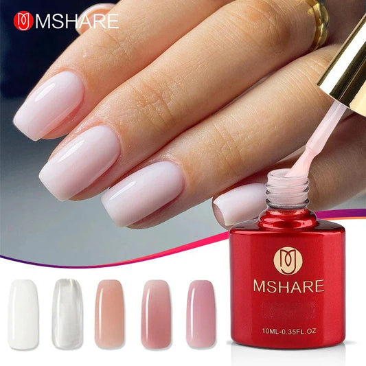 MSHARE Beige Pink Self Leveling Gel Manicure for Finger Nail Extensions Varnish Clear Lacquer Quick Building Diy at Home