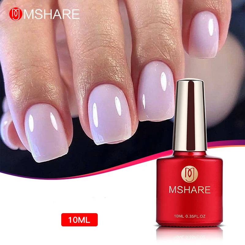 MSHARE Beige Pink Self Leveling Gel Manicure for Finger Nail Extensions Varnish Clear Lacquer Quick Building Diy at Home