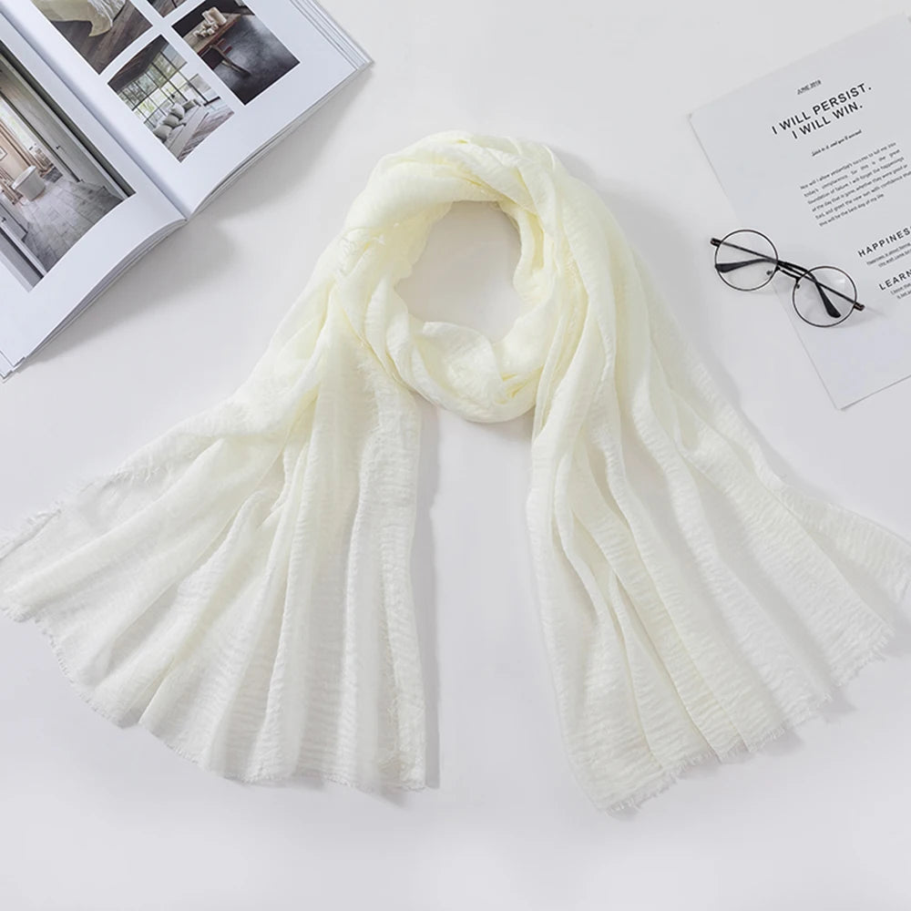 Muslim Crinkle 70*175Cm Women Hijab Scarf Soft Cotton Headscarf Islamic Head Wraps Hijab Femme Musulman As Wedding Hijab