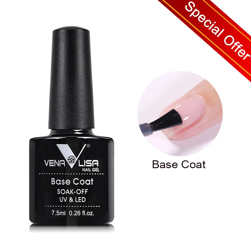 Venalisa Nail Gel Polish Full Coverage Beatuiful Color Glitter Color Matt Tempered Top Coat Soak Off Polish Gel Nail Manicure