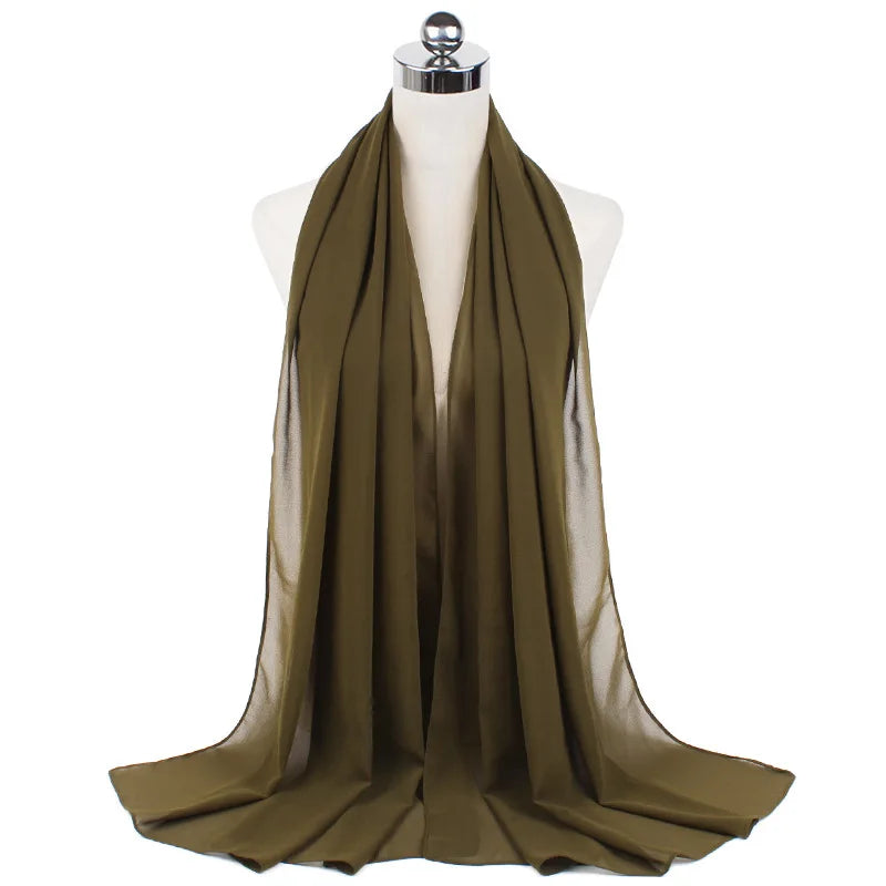Premium Chiffon Hijab Scarf For Women Turban For Veil Scarves Muslim Hijabs For Woman Shawls For Veils Hijab Accessoires Ramadan