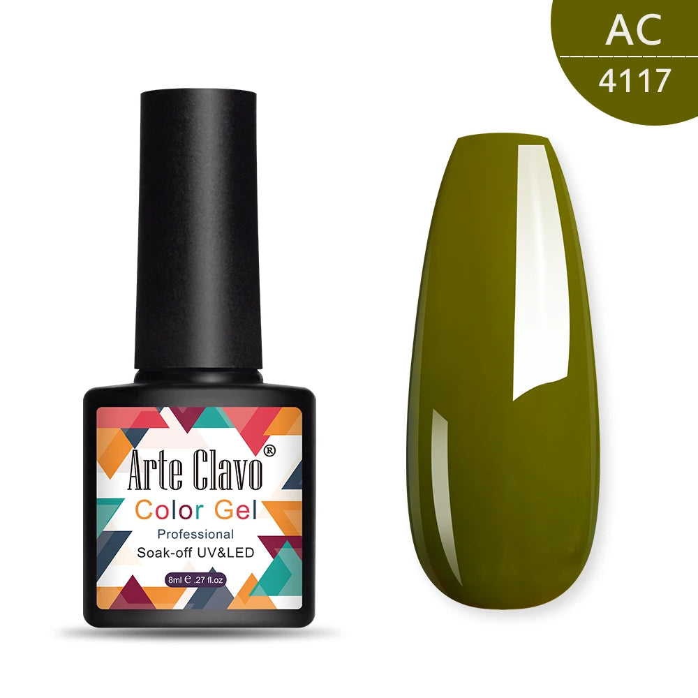 Arte Clavo 8ml green series nail gel polish Hybrid Vernis Semi Permanent UV Soak Off nail art Manicure Gel Varnishes Lak Primer