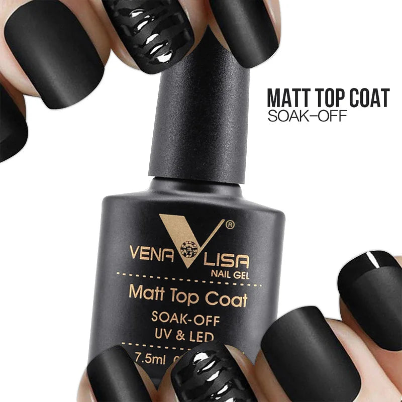 Venalisa Nail Gel Polish Full Coverage Beatuiful Color Glitter Color Matt Tempered Top Coat Soak Off Polish Gel Nail Manicure