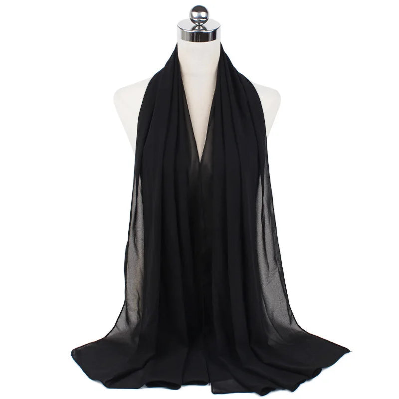 Premium Chiffon Hijab Scarf For Women Turban For Veil Scarves Muslim Hijabs For Woman Shawls For Veils Hijab Accessoires Ramadan
