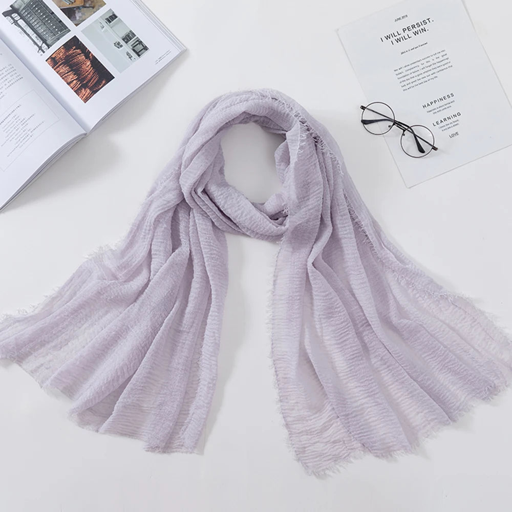 Muslim Crinkle 70*175Cm Women Hijab Scarf Soft Cotton Headscarf Islamic Head Wraps Hijab Femme Musulman As Wedding Hijab
