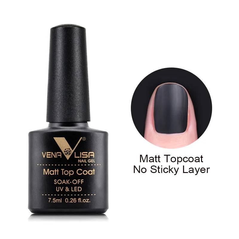 Venalisa Nail Gel Polish Full Coverage Beatuiful Color Glitter Color Matt Tempered Top Coat Soak Off Polish Gel Nail Manicure
