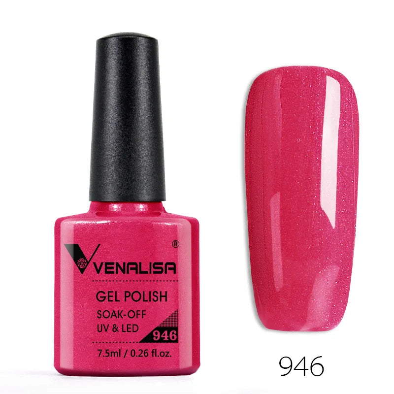 Venalisa Nail Gel Polish Full Coverage Beatuiful Color Glitter Color Matt Tempered Top Coat Soak Off Polish Gel Nail Manicure