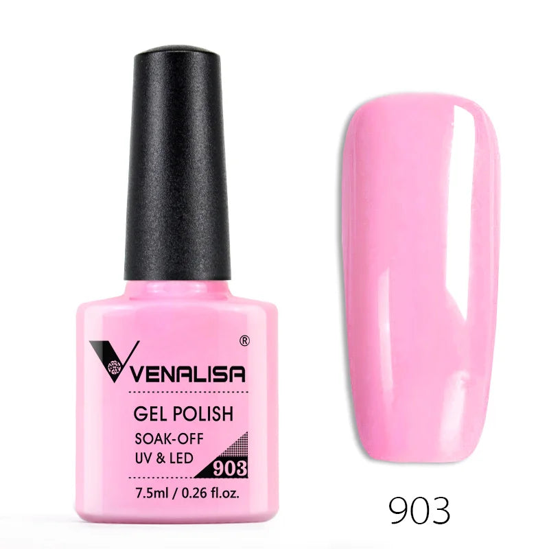 Venalisa Nail Gel Polish Full Coverage Beatuiful Color Glitter Color Matt Tempered Top Coat Soak Off Polish Gel Nail Manicure